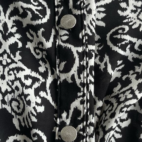 Notations Womens Blouse Plus Size 1X Black White Floral 3/4 Sleeve Office Front - Picture 3 of 12